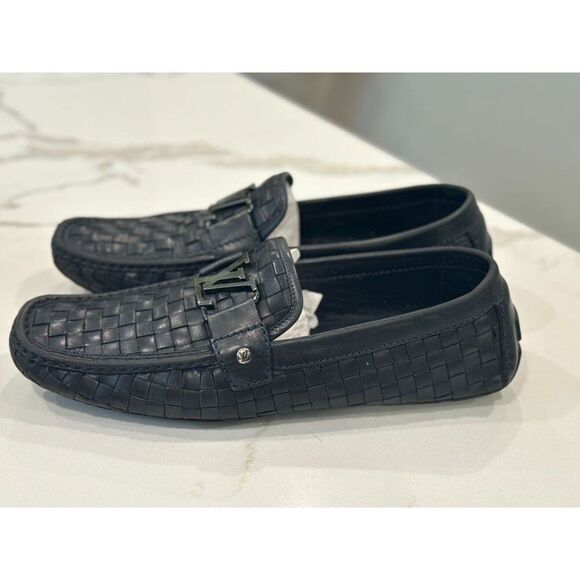 Louis Vuitton Monte Carlo Loafers in Woven Black Leather Size 10 - Picture 9 of 12